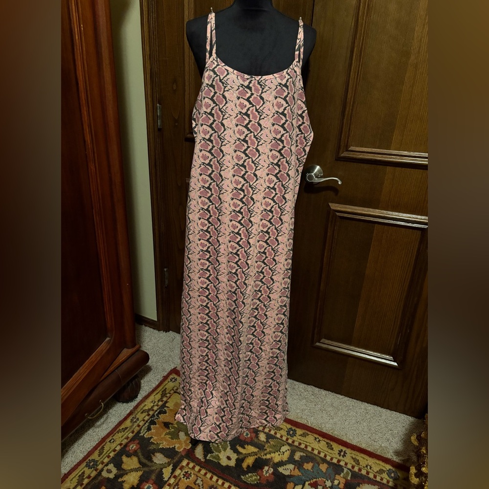 Pink Snake-Print Maxi Nightgown - Unbranded